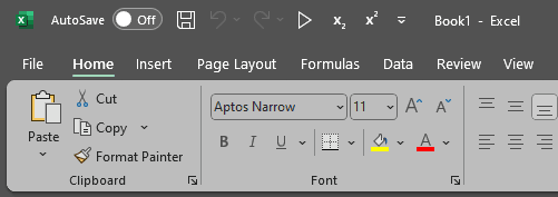 Excel værktøjslinje