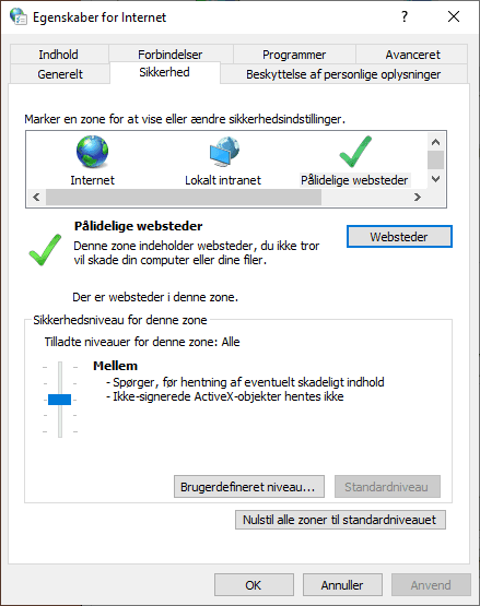 Internetindstillinger